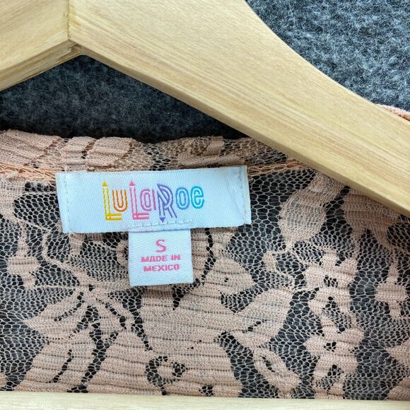 Lula Roe Top Women S Small Beige Floral Sheer Open Front 3/4 Sleeve Nylon Casual - Picture 5 of 9